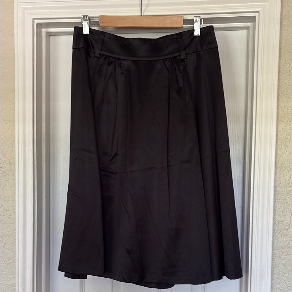 Banana Republic Black Satin Midi A-line Skirt
